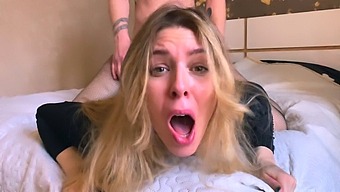 Blonde Bombshell Gives A Blowjob And Gets A Cumshot On Camera For Her Cuckold Boyfriend