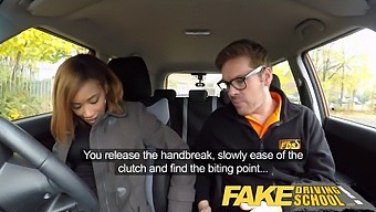 Young Ebony Gets A Free Lesson With A Creampie In This Fake Driving School Scenario