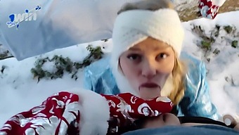Hd Fantasy: Blonde Beauty Enjoys Oral Pleasure In Snowy Setting