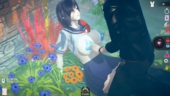 Real 3d Erotic Game Featuring A Cute Brunette With Short Black Hair And Huge Breasts