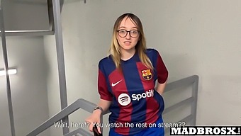 Fans Of Psg Spank And Orally Pleasure A Barcelona Supporter In The Stadium Corridors