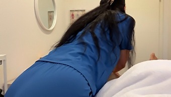 Where Relaxation Turns To Temptation, And Her Hands Are His Weakness. A Captivating Scene Unfolds.